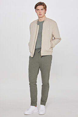 Keten Regular Fit Normal Kesim Cepli Bomber Ceket - Beige-L2610125614 (görsel 3)