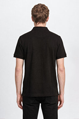 %100 Pamuk Regular Fit Normal Kesim Polo Yaka Tişört - Black-L2610130001 (görsel 5)
