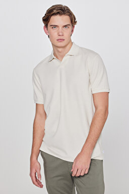 Regular Fit Normal Kesim Polo Yaka Tişört - Beige-L2610159614 (görsel 2)