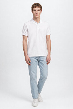 Pamuklu Regular Fit Normal Kesim Polo Yaka Tişört - White-L2610160100 (görsel 3)