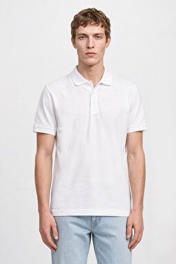 Pamuklu Regular Fit Normal Kesim Polo Yaka Tişört - White-L2610160100 (görsel 4)