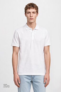 Pamuklu Regular Fit Normal Kesim Polo Yaka Tişört - White-L2610160100 (görsel 4)