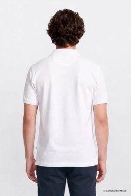 Pamuklu Regular Fit Normal Kesim Polo Yaka Tişört - White-L2610160100 (görsel 5)