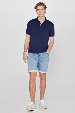 Pamuklu Regular Fit Normal Kesim Polo Yaka Tişört - Navy-L2610160410 (görsel 3)
