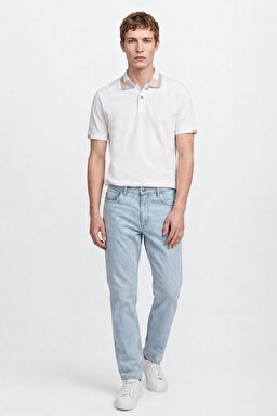 %100 Pamuk Regular Fit Normal Kesim Polo Yaka Tişört - White-L2610161100 (görsel 2)