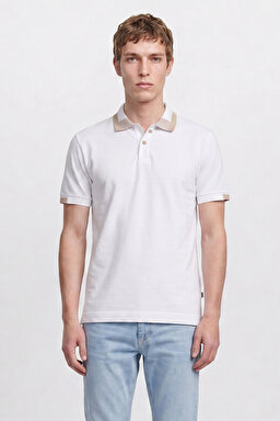 %100 Pamuk Regular Fit Normal Kesim Polo Yaka Tişört - White-L2610161100 (görsel 3)