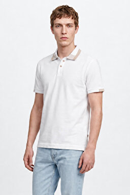%100 Pamuk Regular Fit Normal Kesim Polo Yaka Tişört - White-L2610161100 (görsel 4)