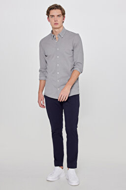 Slim Fit Dar Kesim Normal Bel Cepli Esnek Chino Pantolon - Navy-L2610164410 (görsel 2)