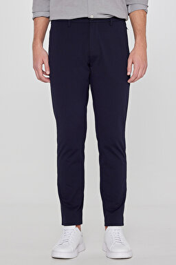 Slim Fit Dar Kesim Normal Bel Cepli Esnek Chino Pantolon - Navy-L2610164410 (görsel 3)