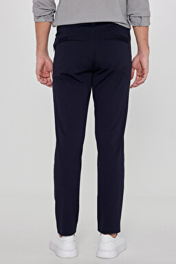 Slim Fit Dar Kesim Normal Bel Cepli Esnek Chino Pantolon - Navy-L2610164410 (görsel 4)