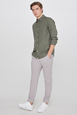 Slim Fit Dar Kesim Normal Bel Cepli Esnek Chino Pantolon - Beige-L2610164614