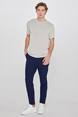 Slim Fit Dar Kesim Normal Bel Cepli Esnek Jogger Pantolon - Navy-L2610165410 (görsel 2)
