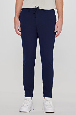 Slim Fit Dar Kesim Normal Bel Cepli Esnek Jogger Pantolon - Navy-L2610165410 (görsel 3)