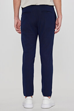Slim Fit Dar Kesim Normal Bel Cepli Esnek Jogger Pantolon - Navy-L2610165410 (görsel 4)