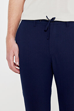 Slim Fit Dar Kesim Normal Bel Cepli Esnek Jogger Pantolon - Navy-L2610165410 (görsel 5)