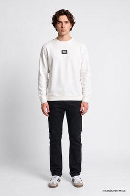 Pamuklu Regular Fit Normal Kesim Bisiklet Yaka Sweatshirt - Off White-L2620075102 (görsel 2)