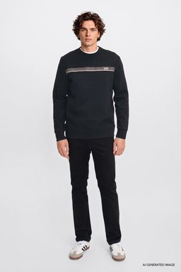 Pamuklu Regular Fit Normal Kesim Logo Detaylı Sweatshirt - Black-L2620151001 (görsel 2)