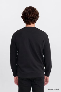 Pamuklu Regular Fit Normal Kesim Logo Detaylı Sweatshirt - Black-L2620151001 (görsel 5)