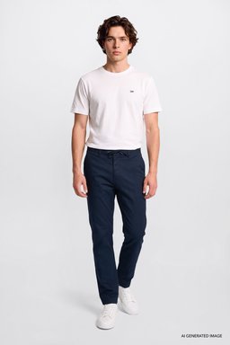 Yumuşak Dokulu Slim Fit Dar Kesim Cepli Esnek Chino Pantolon - Navy-L2620158410