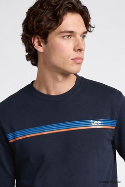 Pamuklu Regular Fit Normal Kesim Bisiklet Yaka Logo Detaylı Sweatshirt - Navy-L2620159410 (görsel 4)