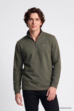 Pamuklu Regular Fit Normal Kesim Bisiklet Yaka Logo Detaylı Sweatshirt - KHAKI-L2620159801