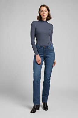 Marion Straight Fit Normal Bel Denim Esnek Jean Pantolon - Mid Worn-L301CGMZ