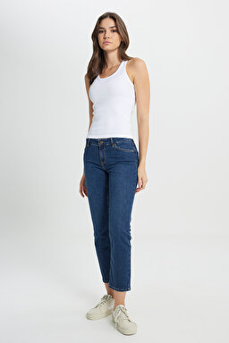 Marion Straight Fit Normal Bel Düz Paça Jean Kot Pantolon - Dark Worn-L301CGPP (görsel 2)