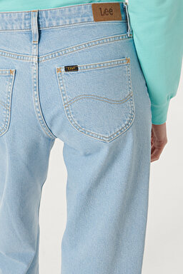 Wide Leg Fit Yüksek Bel Crop Paça Esnek Jean Kot Pantolon - Light Blue-L30SMWJU (görsel 5)