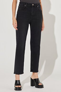 Carol Straight Fit Düz Kesim Yüksek Bel Siyah Esnek Jean Kot Pantolon - Black-L30U007001