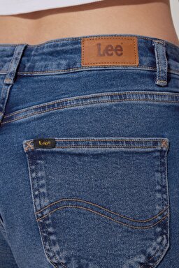 Carol Straight Fit Düz Kesim Yüksek Bel Mavi Esnek Jean Kot Pantolon - Mid Blue-L30U008XT (görsel 5)
