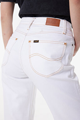 Carol Straight Fit Düz Kesim Yüksek Bel Beyaz Esnek Jean Kot Pantolon - White-L30U013100 (görsel 5)