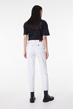 Carol Straight Fit Düz Kesim Yüksek Bel Beyaz Esnek Jean Kot Pantolon - White-L30U013100 (görsel 6)