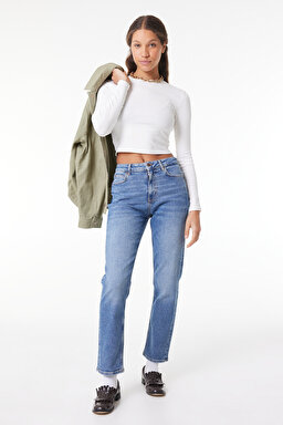 Carol Regular Fit Normal Kesim Yüksek Bel Açık Mavi Esnek Jean Kot Pantolon - Stone-L30U01458 (görsel 2)