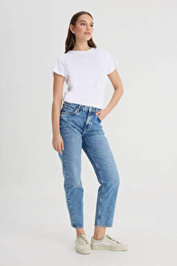 Regular Fit Normal Kesim Yüksek Bel Düz Paça %100 Pamuk Carol Mavi Jean Kot Pantolon - Bleach-L30U021851 (görsel 2)
