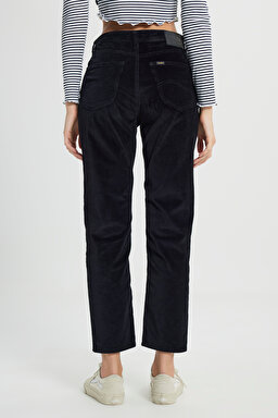 Carol Cropped Straight Fit Yüksek Bel Esnek Jean Kot Pantolon - Black-L30UBF01 (görsel 4)