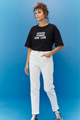 Carol Cropped Straight Fit Yüksek Bel Jean Kot Pantolon - Winter White-L30UFEIX (görsel 2)