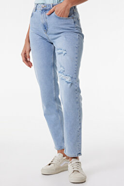 Carol Regular Fit Normal Kesim Yüksek Bel Açık Mavi Esnek Jean Kot Pantolon - Stone Frost-L30UHGB46
