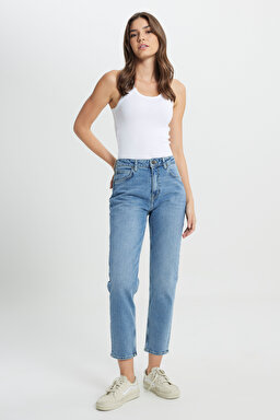 Carol Regular Fit Normal Kesim Yüksek Bel Açık Mavi Esnek Jean Kot Pantolon - Chance Of Rain-L30UHGD63 (görsel 2)