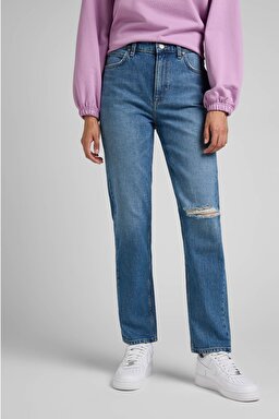 Carol Cropped Straight Fit Yüksek Bel Esnek Jean Kot Pantolon - Mid Trashed-L30UMWKI