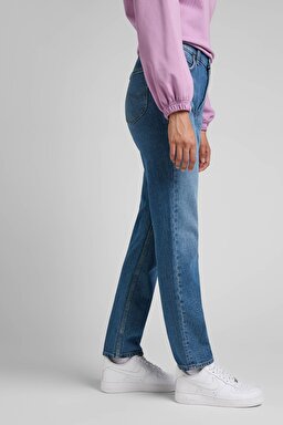 Carol Cropped Straight Fit Yüksek Bel Esnek Jean Kot Pantolon - Mid Trashed-L30UMWKI (görsel 4)