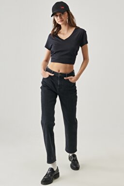 Carol Regular Straight Fit Yüksek Bel Esnek Jean Kot Pantolon - Visual Ashton-L30UORLQ