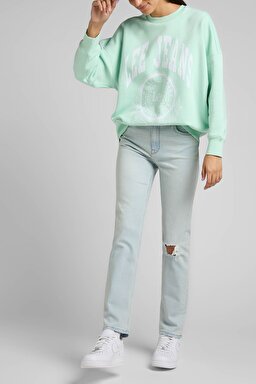 Carol Cropped Straight Fit Yüksek Bel Esnek Jean Kot Pantolon - Right Wrongs-L30UOWLY (görsel 2)