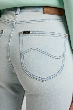 Carol Cropped Straight Fit Yüksek Bel Esnek Jean Kot Pantolon - Right Wrongs-L30UOWLY (görsel 4)
