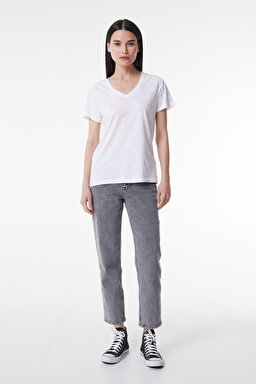 Carol Regular Fit Normal Kesim Yüksek Bel Açık Gri Esnek Jean Kot Pantolon - Moon Grey-L30UQBE20 (görsel 2)