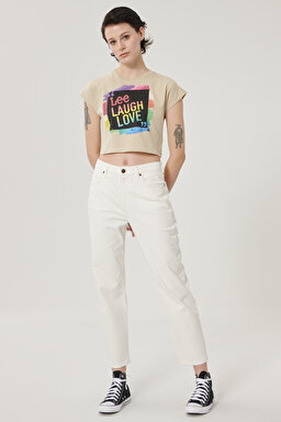 Carol Straight Fit Yüksek Bel Crop Paça Ekru Esnek Jean Kot Pantolon - Ecru-L30UQHYJ