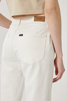 Carol Straight Fit Yüksek Bel Crop Paça Ekru Esnek Jean Kot Pantolon - Ecru-L30UQHYJ (görsel 4)