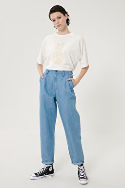 Stella Tapered Fit Denim Esnek Jean Kot Pantolon - Light Blue-L30VNBYK