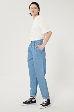 Stella Tapered Fit Denim Esnek Jean Kot Pantolon - Light Blue-L30VNBYK (görsel 2)