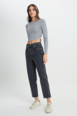 Regular Fit Normal Bel Esnek Jean Pantolon - Anthracite-L31J003003 (görsel 2)