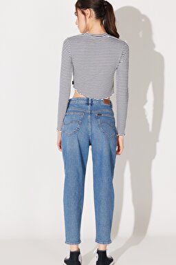 Regular Fit Yüksek Bel Düz Paça Açık Mavi Stella Tapered Esnek Jean Denim  Kot Pantolon - Light Blue-L31J012404 (görsel 7)